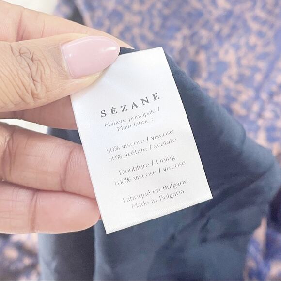 Sezane Women's Auberie Leopard Print Blue and Brown Boat neck Dress Size 12 - Picture 5 of 6